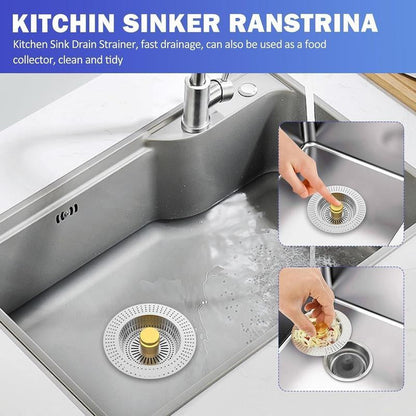 3 in 1 Kitchen Sink Drain Strainer,Universal Stainless Steel Kitchen Sink Stopper, Pop up Anti-Clogging for 3-1/2 Inch US Standard Sink Drain Strainer