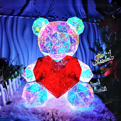 30Cm Phantom PVC Multi Faceted Rose Teddy Bear Valentine'S Day Xmas Gift Sequin LED Teddy Bear with Box Wedding Anniversary Gift
