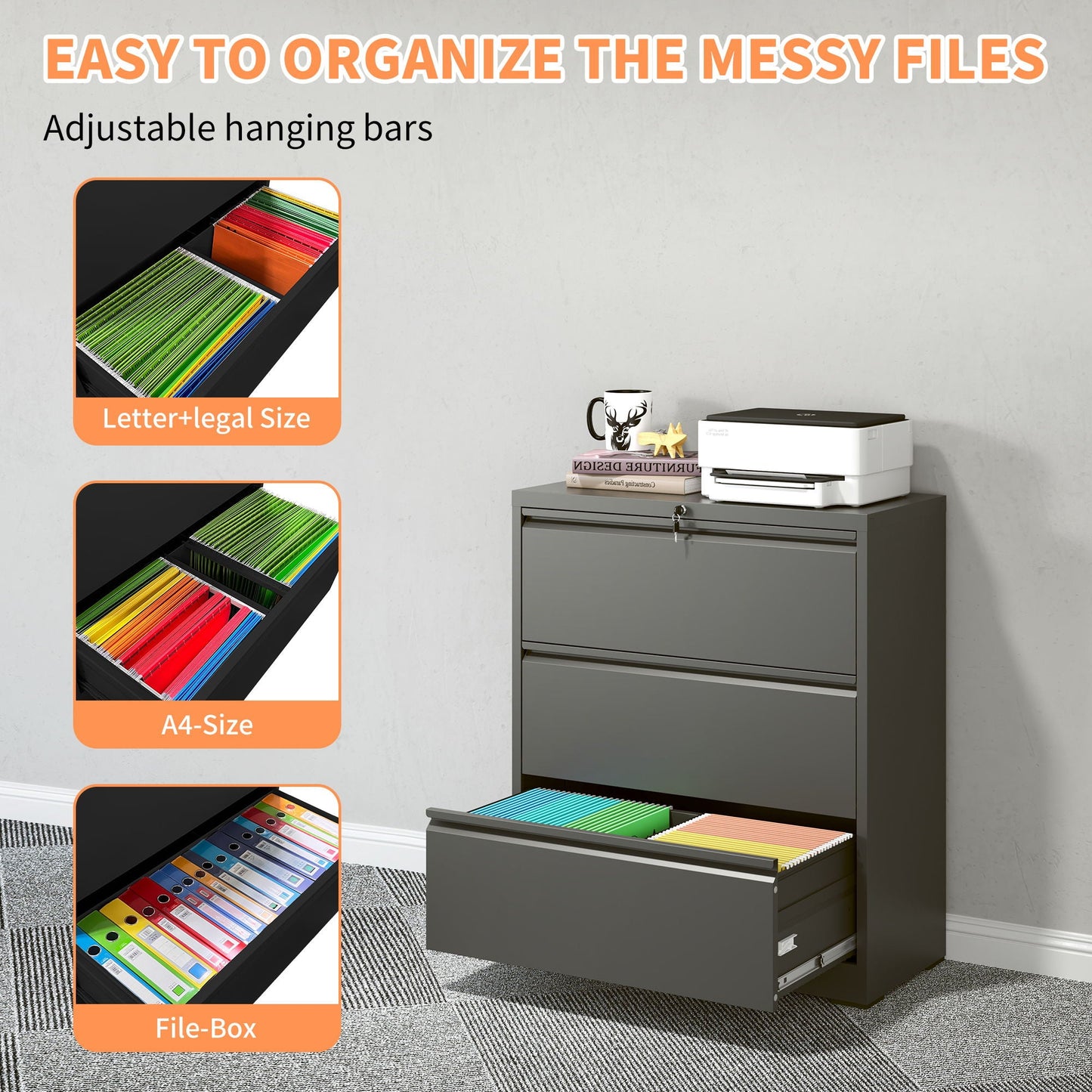Premium Drawer Metal Lateral File Cabinet With Lock