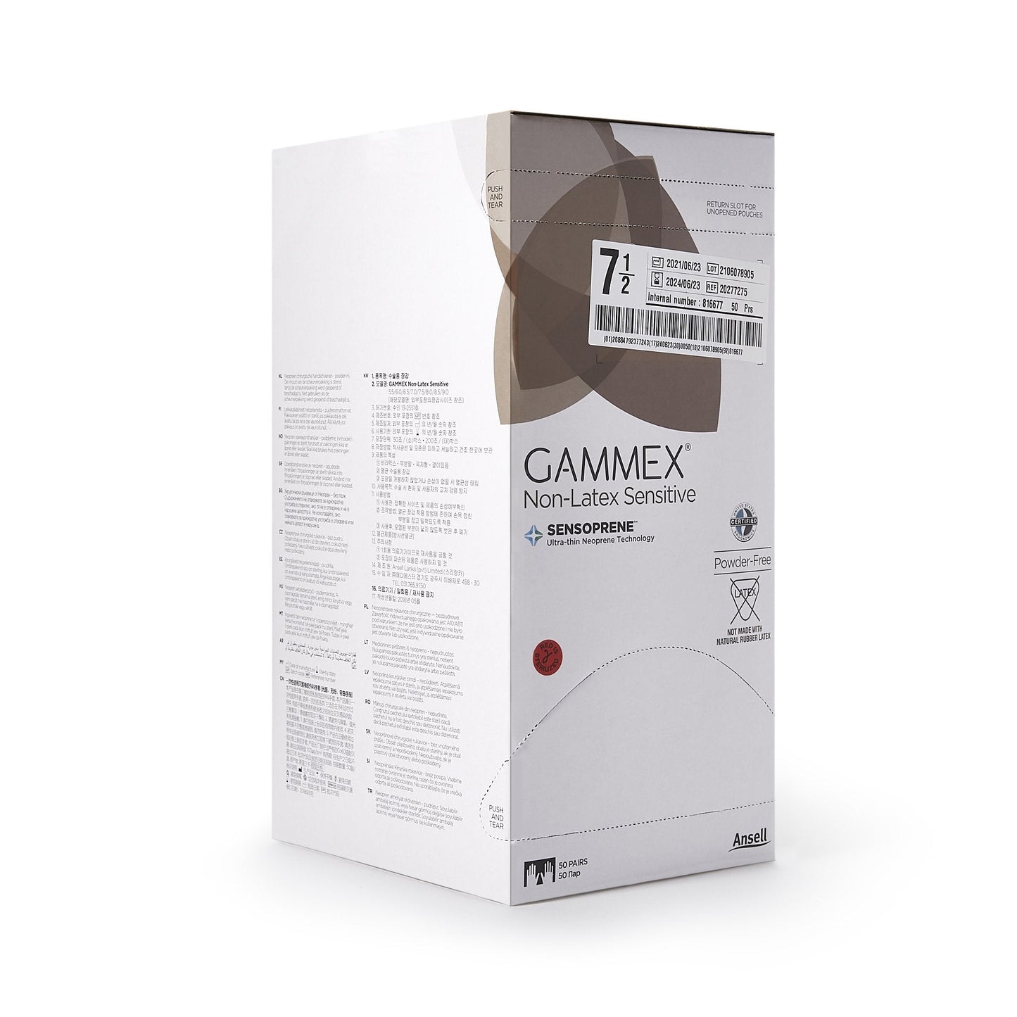 Gammex® Non-Latex Sensitive Polychloroprene Surgical Glove, Size 7-1/2, Cream 20277275