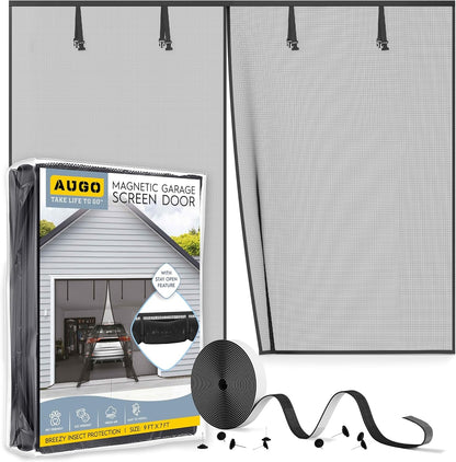 AUGO Heavy Duty Magnetic Screen Door - Self-Sealing Mesh for Ultimate Bug Protection - Ideal for Kids and Pets - 38" x 83" with Innovative Stay Open Feature