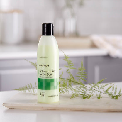 McKesson Antimicrobial Lotion Soap, Herbal Scent, With Aloe, 8-ounce bottle 53-28083-8