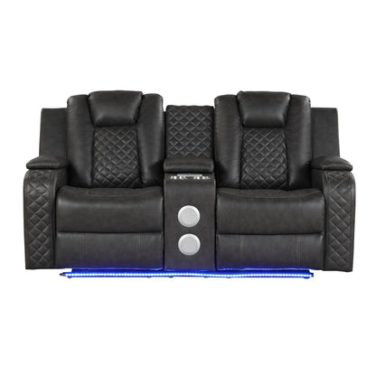 Benz - Power Reclining Loveseat With LED Lighting And Built In USB