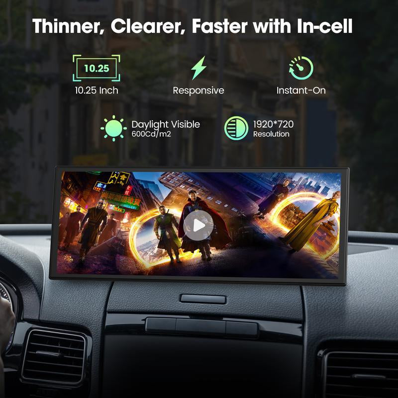 【Jumpstartsale】Lamtto 10.25-Inch Wireless Carplay Screen — Supports Tiktok, Netflix, and Youtube Apps, Split-Screen App Usage, Backup Camera Support, Navigation, and Voice Assistant. Compatible with Ios 10+ and Android 11+