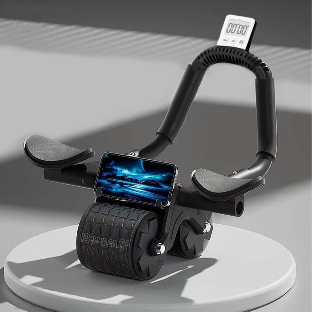 2025 New Ab Roller Wheel with Knee Mat &Timer, Automatic Rebound Abdominal Wheel, Ab Abdominal Exercise Roller with Elbow Support, Abs Workout Equipment Ab Exercise Roller for Women Men