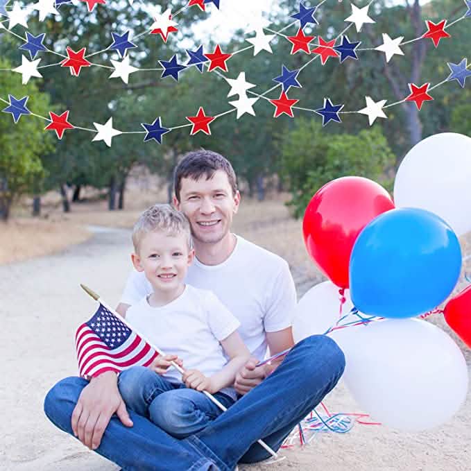 8 Strands Patriotic Star Streamers Banner Garland