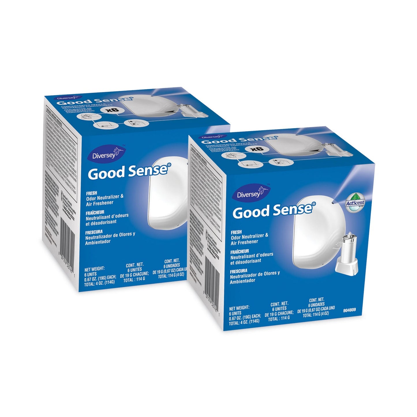Diversey Good Sense Automatic Spray System, Fresh Scent, Yellow, 0.67 oz Cartridge, 12/Carton