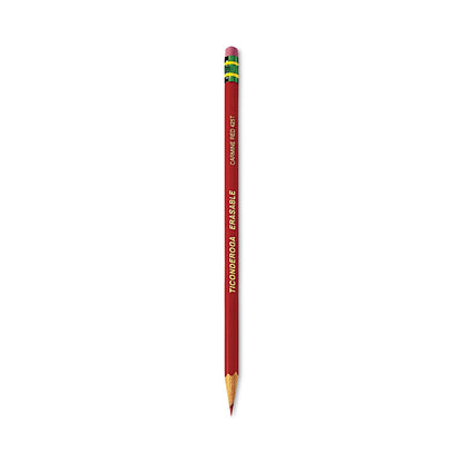 Ticonderoga Erasable Colored Pencils, 2.6 mm, 2B (#1), Carmine Red Lead, Carmine Red Barrel, Dozen
