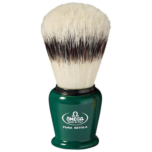 Omega Banded Boar Bristle Shaving Brush With Stand - Assorted Colors #80257