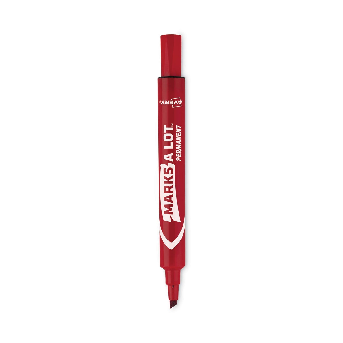 Avery MARKS A LOT Large Desk-Style Permanent Marker, Broad Chisel Tip, Red, Dozen (8887)