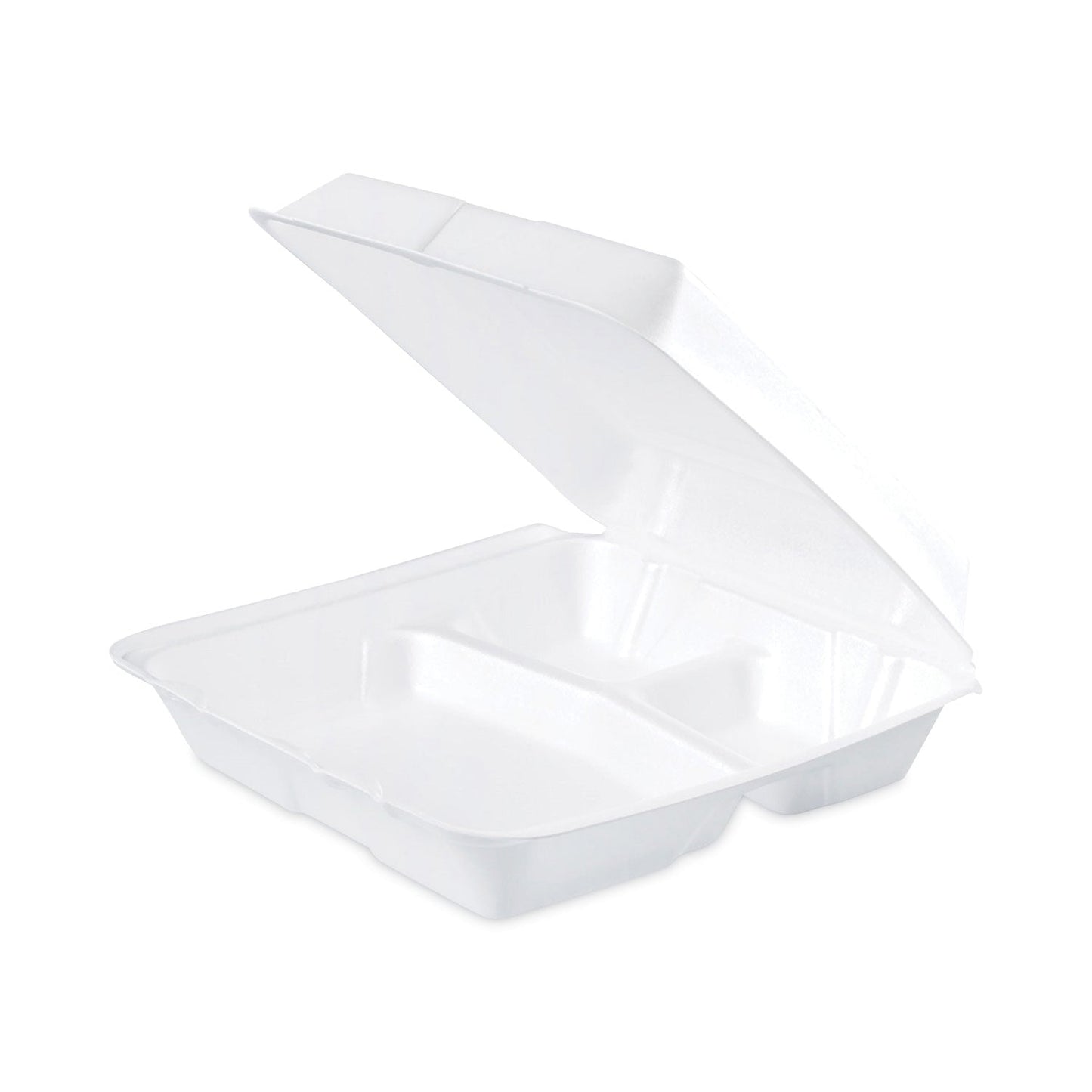 Dart Insulated Foam Hinged Lid Containers, 3-Compartment, 9.3 x 9.5 x 3, White, 200/Pack, 2 Packs/Carton