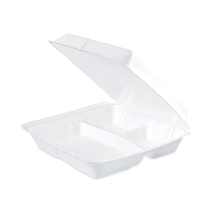 Dart Insulated Foam Hinged Lid Containers, 3-Compartment, 9.3 x 9.5 x 3, White, 200/Pack, 2 Packs/Carton