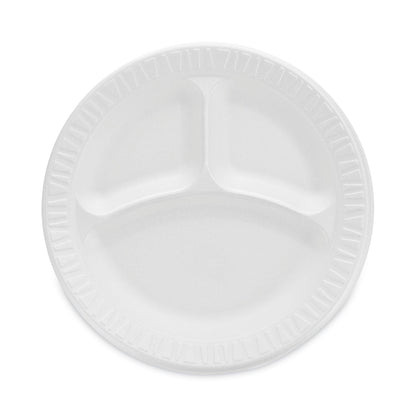 Dart Concorde Non-Laminated Foam Plate, 3-Compartment, 9" dia, 125/Pack, 4 Packs/Carton
