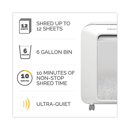 Fellowes Powershred LX200 Micro-Cut Shredder, 12 Manual Sheet Capacity, White