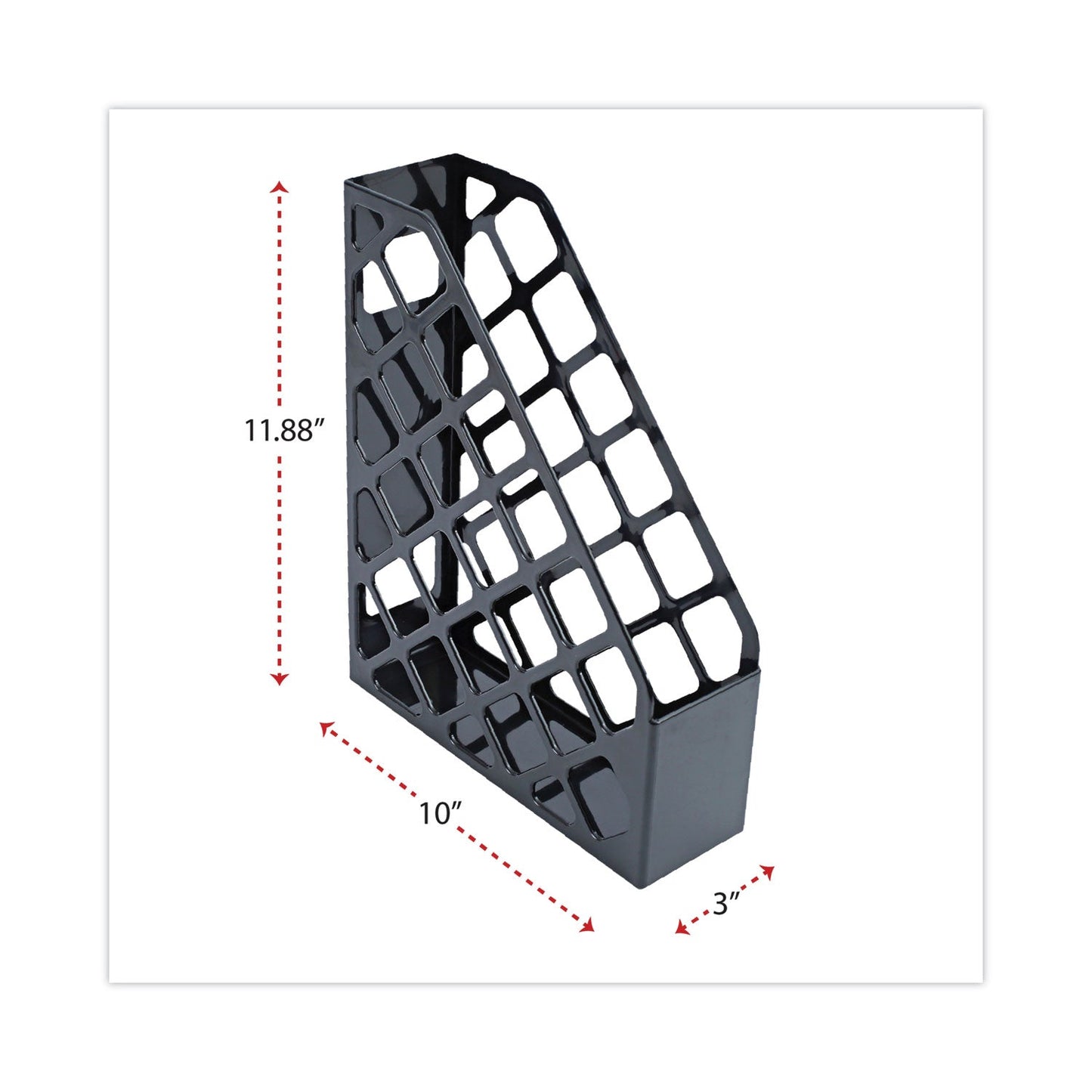 Universal Recycled Plastic Magazine File, 3 x 10 x 11.88, Black