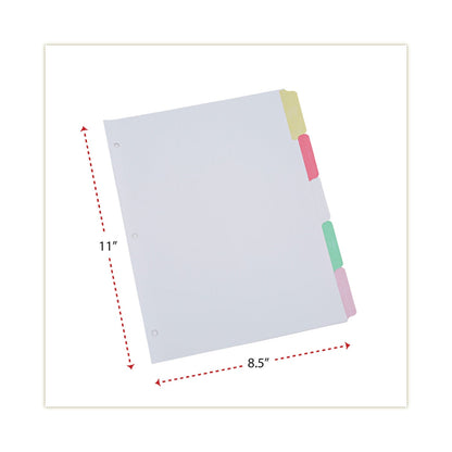 Universal Deluxe Write-On/Erasable Tab Index, 5-Tab, 11 x 8.5, White, Assorted Tabs, 1 Set