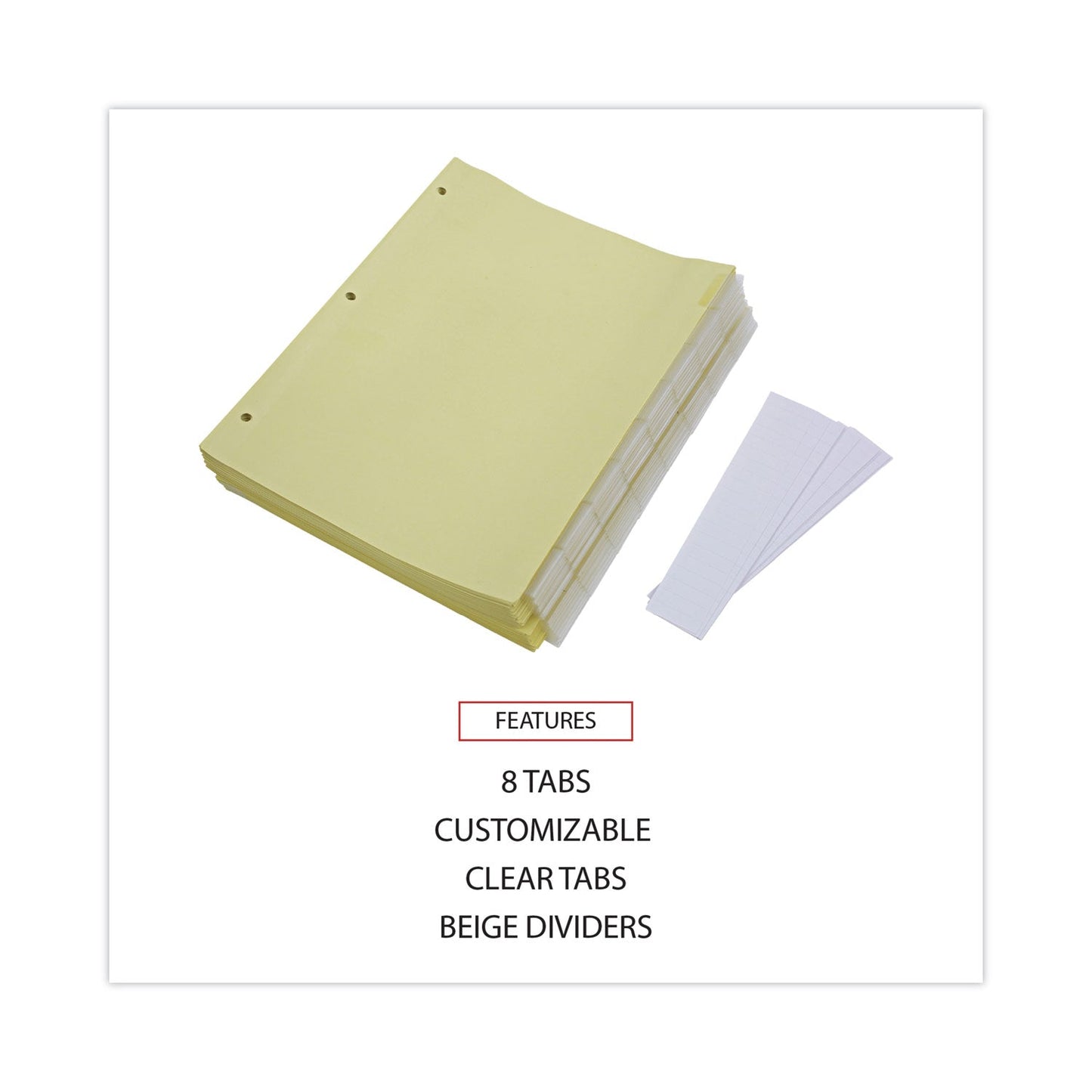 Universal Insertable Tab Index, 8-Tab, 11 x 8.5, Buff, Clear Tabs, 24 Sets