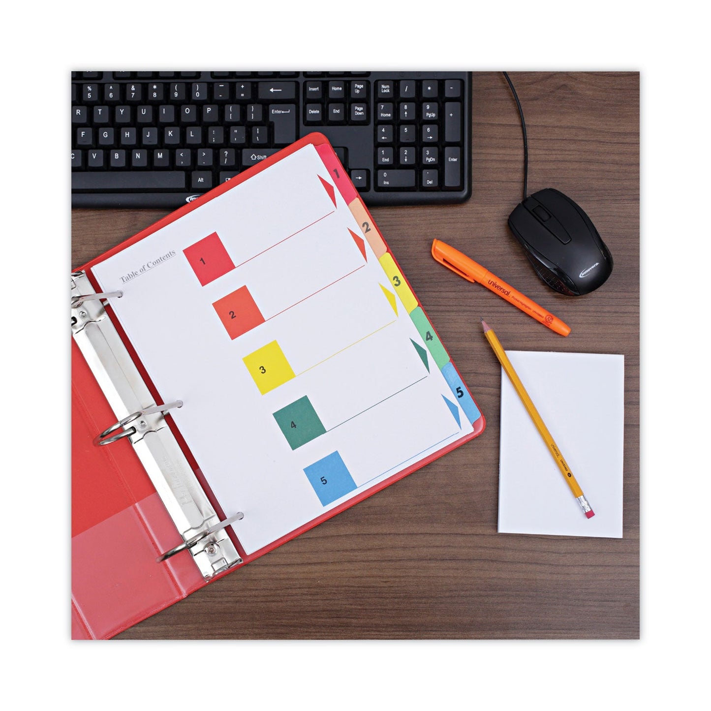 Universal Deluxe Table of Contents Dividers for Printers, 5-Tab, 1 to 5; Table Of Contents, 11 x 8.5, White, 6 Sets