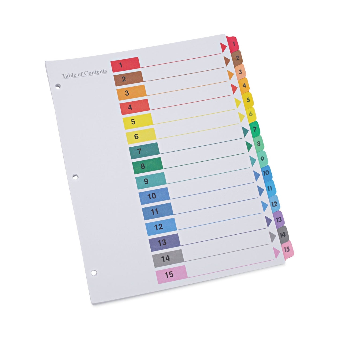 Universal Deluxe Table of Contents Dividers for Printers, 15-Tab, 1 to 15; Table Of Contents, 11 x 8.5, White, 6 Sets