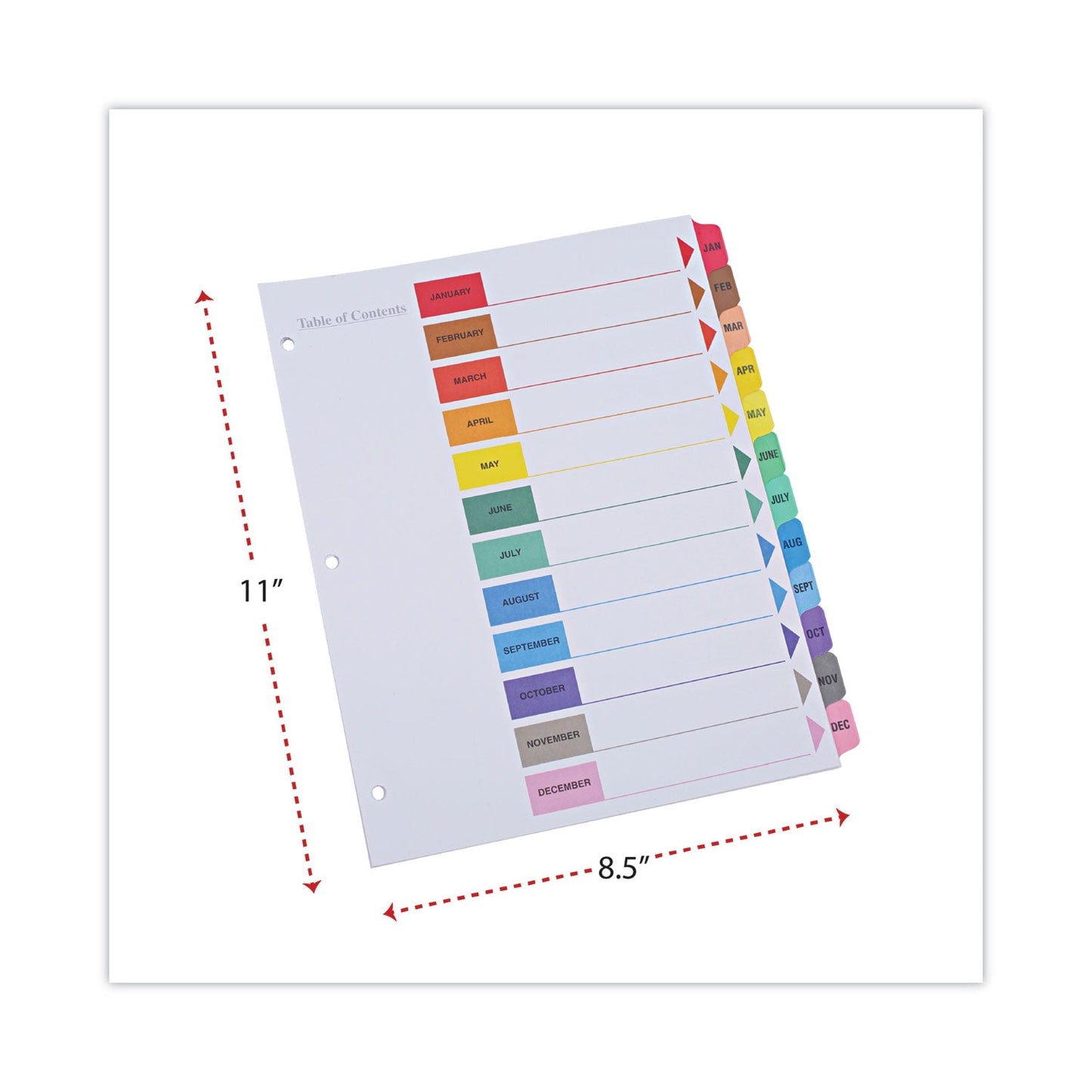 Universal Deluxe Table of Contents Dividers for Printers, 12-Tab, Jan. to Dec., 11 x 8.5, White, 1 Set