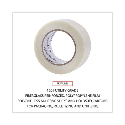 Universal 120# Utility Grade Filament Tape, 3" Core, 48 mm x 54.8 m, Clear
