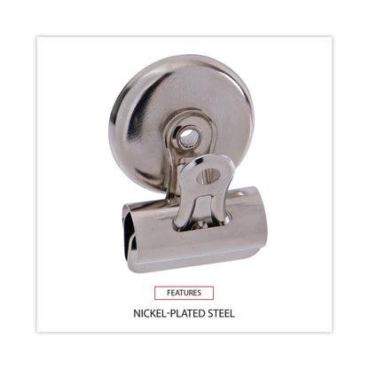 Universal Bulldog Magnetic Clips, Small, Nickel, 18/Pack