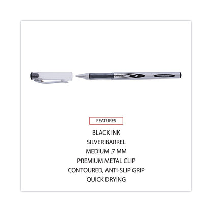 Universal Gel Pen, Stick, Medium 0.7 mm, Black Ink, Silver/Black Barrel, Dozen