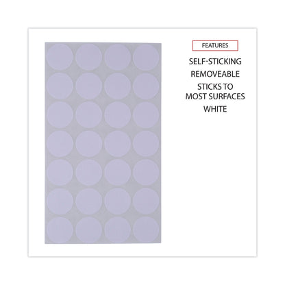 Universal Self-Adhesive Removable Color-Coding Labels, 0.75" dia, White, 28/Sheet, 36 Sheets/Pack