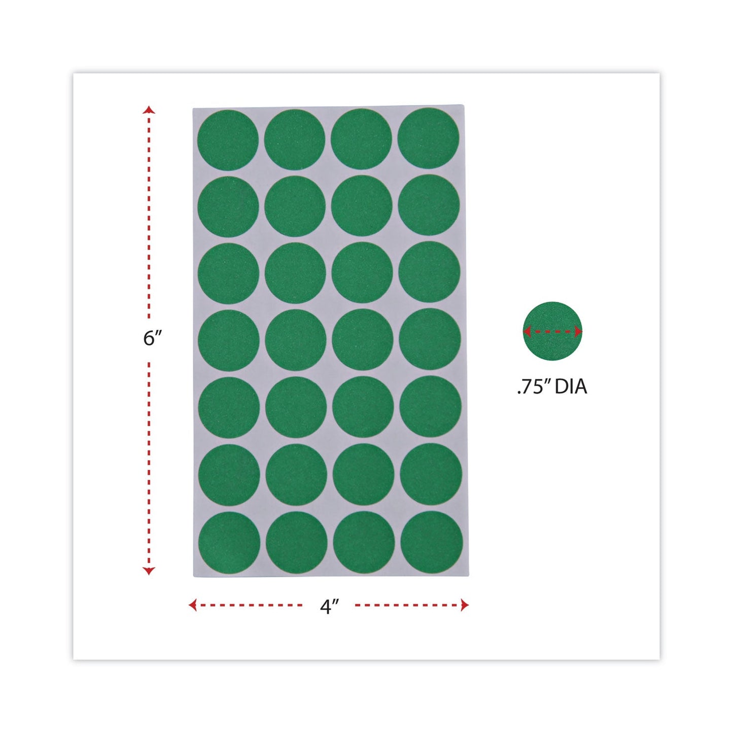 Universal Self-Adhesive Removable Color-Coding Labels, 0.75" dia, Green, 28/Sheet, 36 Sheets/Pack