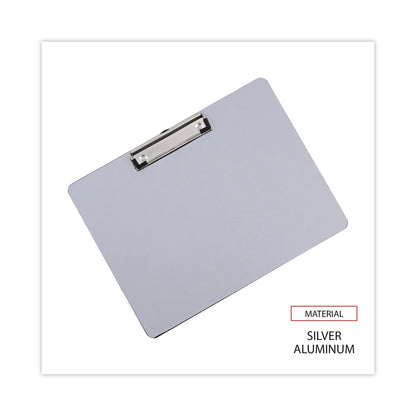 Universal Plastic Brushed Aluminum Clipboard, Landscape Orientation, 0.5" Clip Capacity, Holds 11 x 8.5 Sheets, Silver