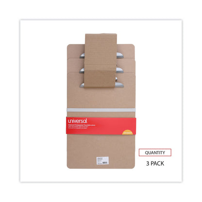 Universal Hardboard Clipboard, 1.25" Clip Capacity, Holds 8.5 x 11 Sheets, Brown, 3/Pack