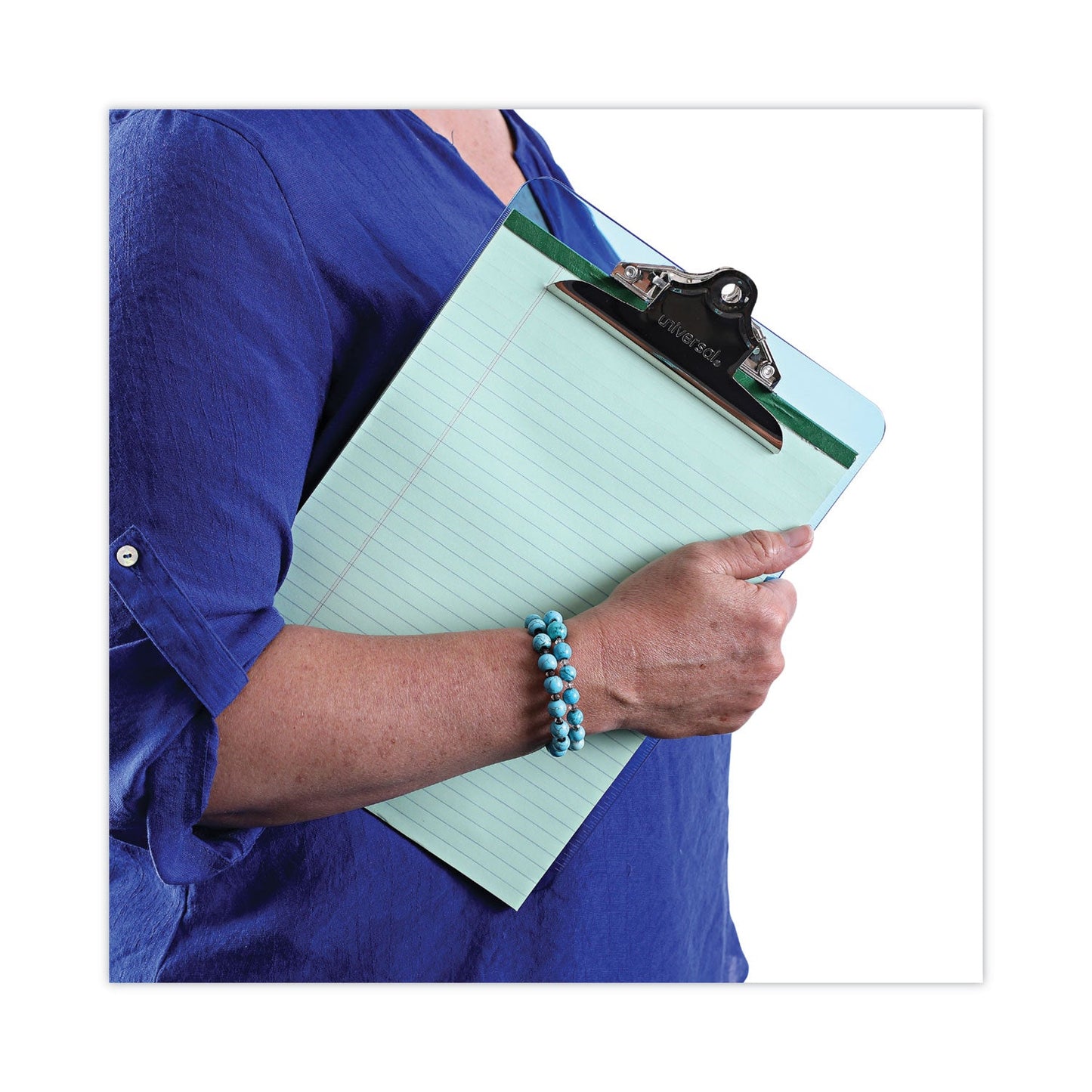 Universal Plastic Clipboard with High Capacity Clip, 1.25" Clip Capacity, Holds 8.5 x 11 Sheets, Translucent Blue