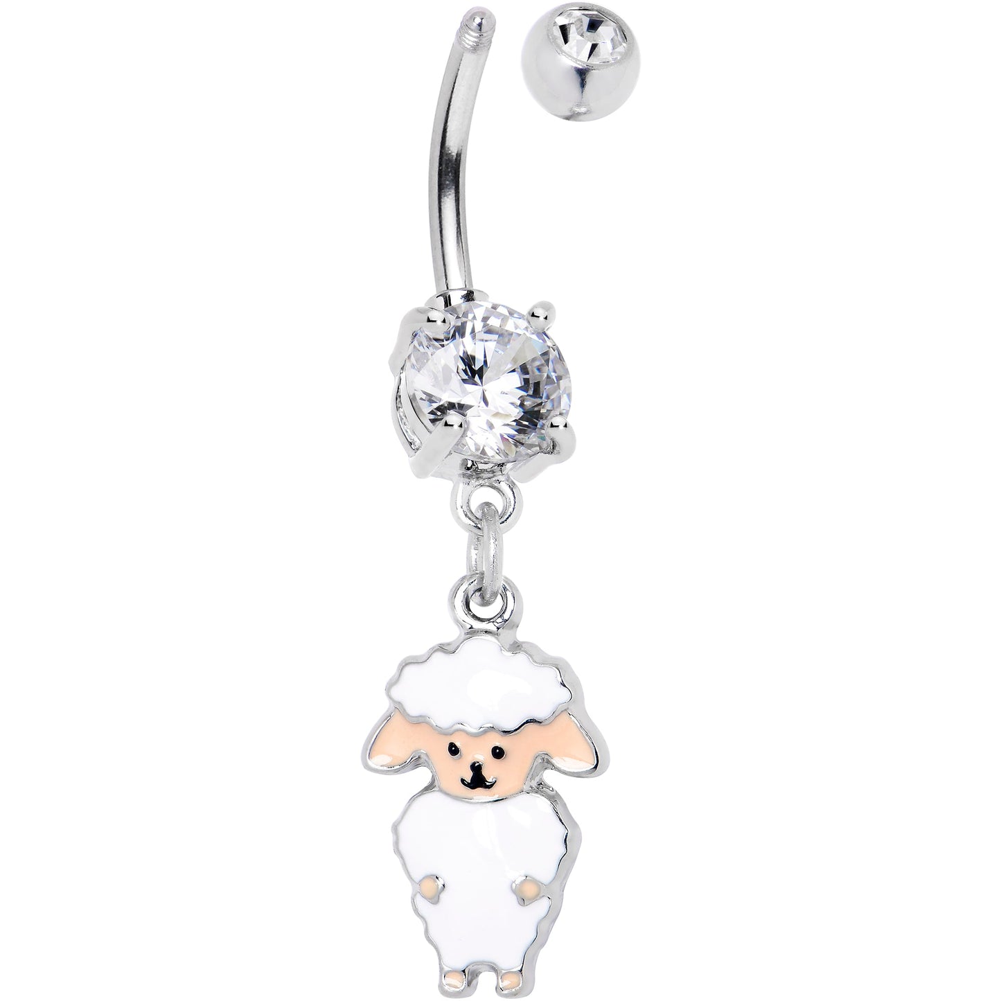 Clear Gem Sweetheart Sheep Dangle Belly Ring