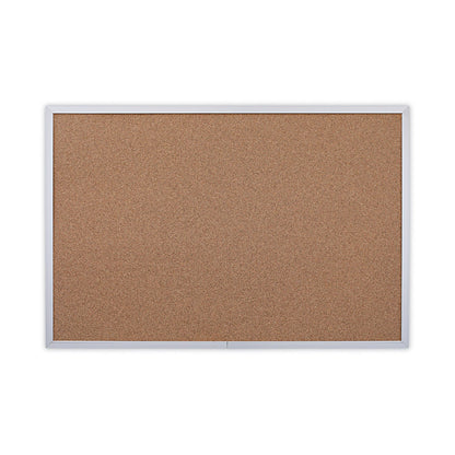 Universal Bulletin Board, Natural Cork, 36 x 24, Satin-Finished Aluminum Frame
