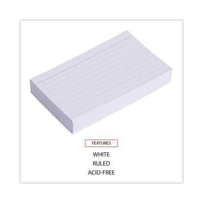 Universal Ruled Index Cards, 3 x 5, White, 100/Pack