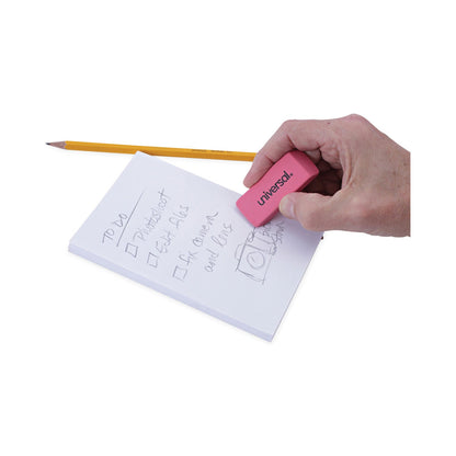 Universal Bevel Block Erasers, For Pencil Marks, Slanted-Edge Rectangular Block, Large, Pink, 20/Pack