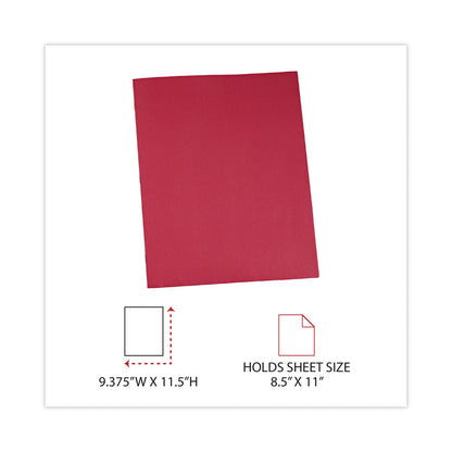 Universal Two-Pocket Portfolios with Tang Fasteners, 0.5" Capacity, 11 x 8.5, Red, 25/Box