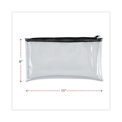 Universal Zippered Wallets/Cases, Leatherette PU, 11 x 6, Clear/Black, 2/Pack