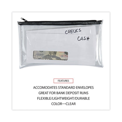 Universal Zippered Wallets/Cases, Leatherette PU, 11 x 6, Clear/Black, 2/Pack