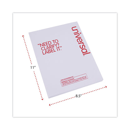 Universal White Labels, Inkjet/Laser Printers, 5.5 x 8.5, White, 2/Sheet, 100 Sheets/Pack
