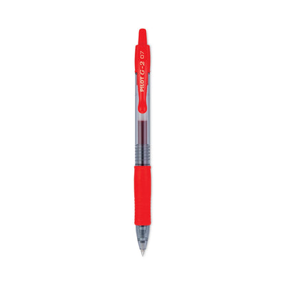Pilot G2 Premium Gel Pen, Retractable, Fine 0.7 mm, Red Ink, Smoke Barrel, Dozen