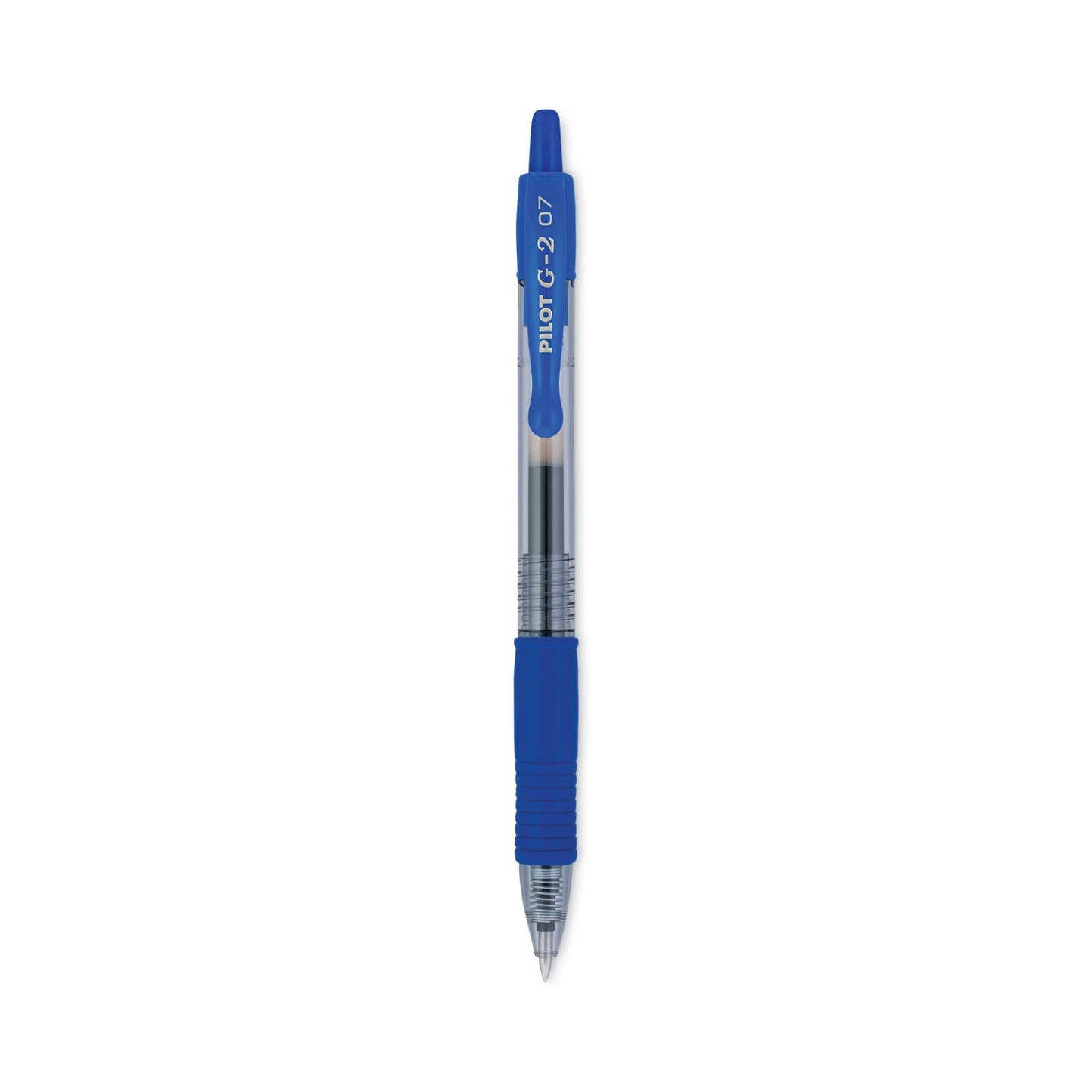 Pilot G2 Premium Gel Pen, Retractable, Fine 0.7 mm, Blue Ink, Smoke Barrel, 12/Pack
