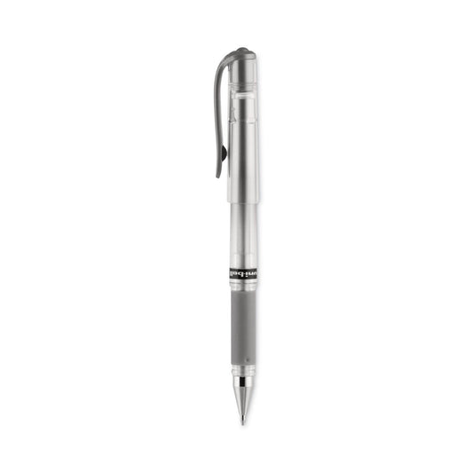 uniball IMPACT Gel Pen, Stick, Medium 1 mm, Silver Metallic Ink, Silver Barrel