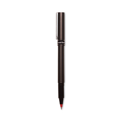 uniball Deluxe Roller Ball Pen, Stick, Micro 0.5 mm, Red Ink, Metallic Gray Barrel, Dozen