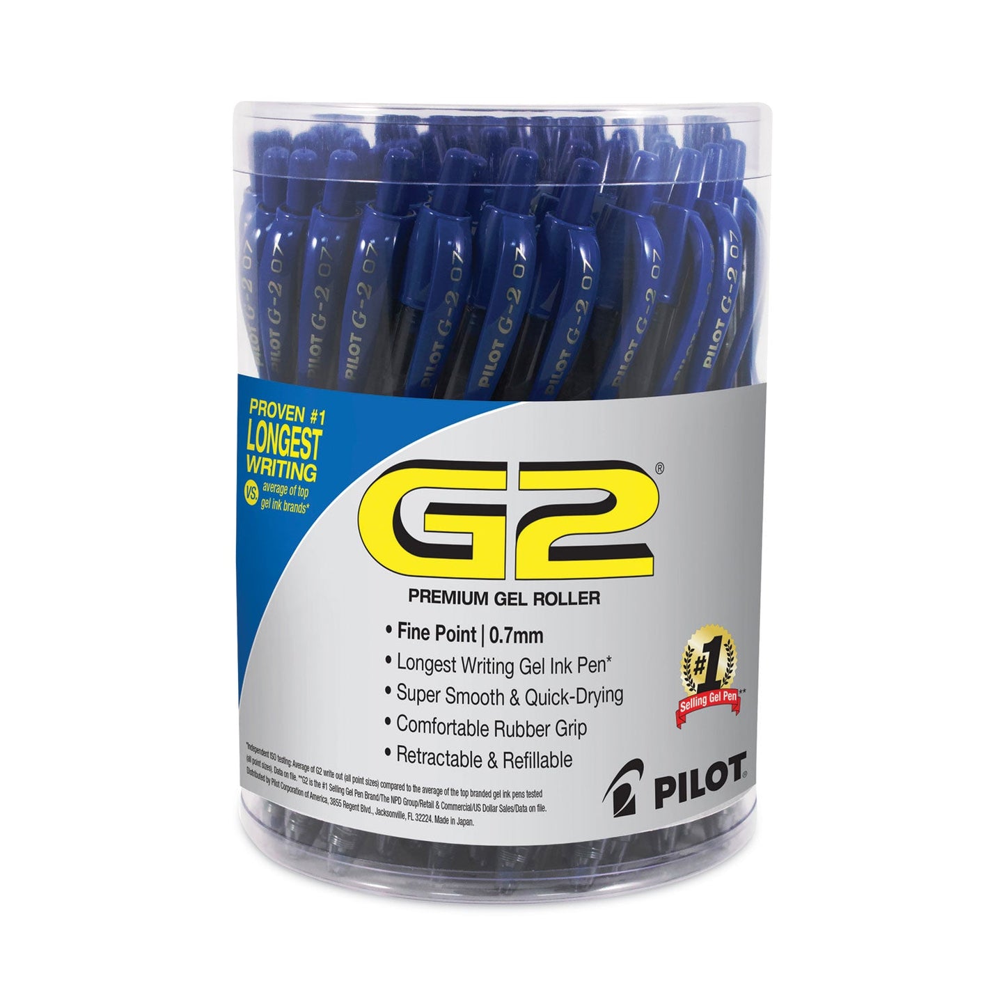 Pilot G2 Premium Gel Pen Convenience Pack, Retractable, Fine 0.7 mm, Black Ink, Black Barrel, 36/Pack