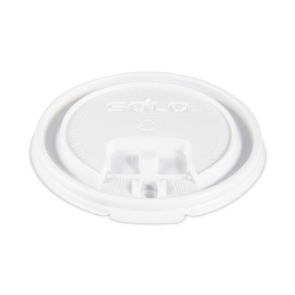 Dart Lift Back and Lock Tab Cup Lids, Fits 8 oz Cups, White, 100/Sleeve, 10 Sleeves/Carton