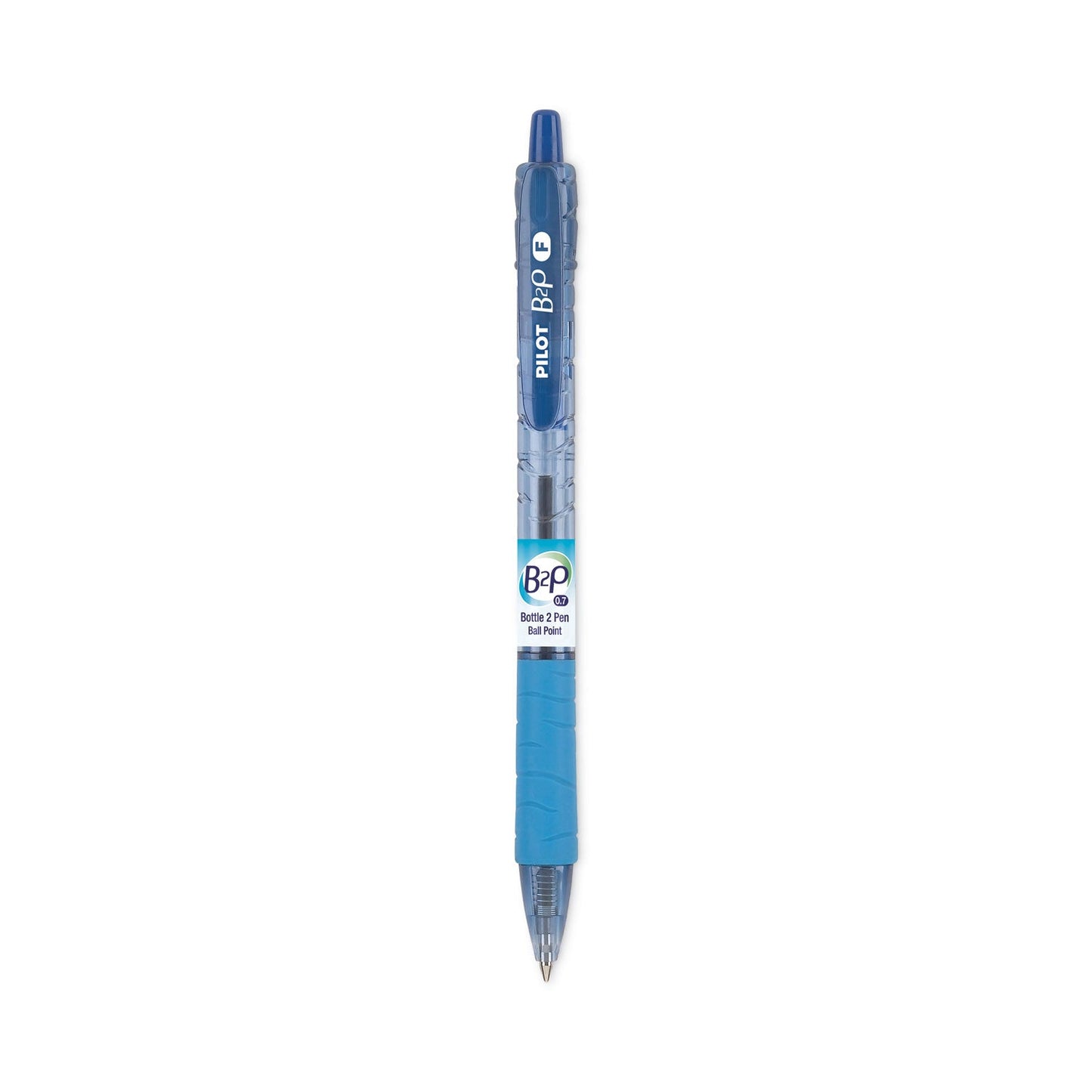Pilot B2P Bottle-2-Pen Recycled Ballpoint Pen, Retractable, Fine 0.7 mm, Blue Ink, Translucent Blue Barrel, Dozen