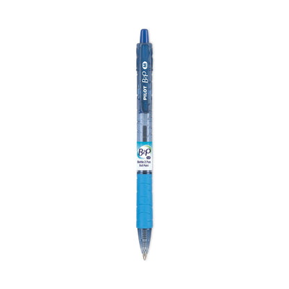 Pilot B2P Bottle-2-Pen Recycled Ballpoint Pen, Retractable, Medium 1 mm, Blue Ink, Translucent Blue Barrel, Dozen