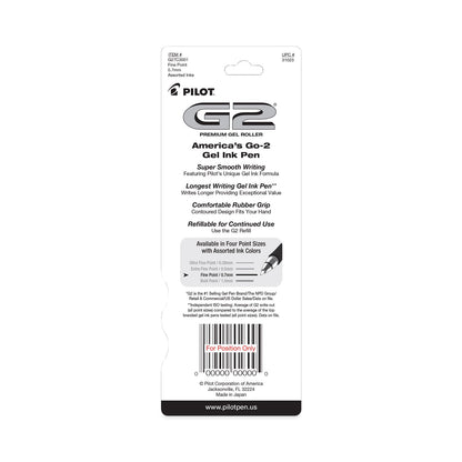 Pilot G2 Premium Gel Pen, Retractable, Fine 0.7 mm, Assorted Ink Colors, Smoke Barrel, 3/Pack