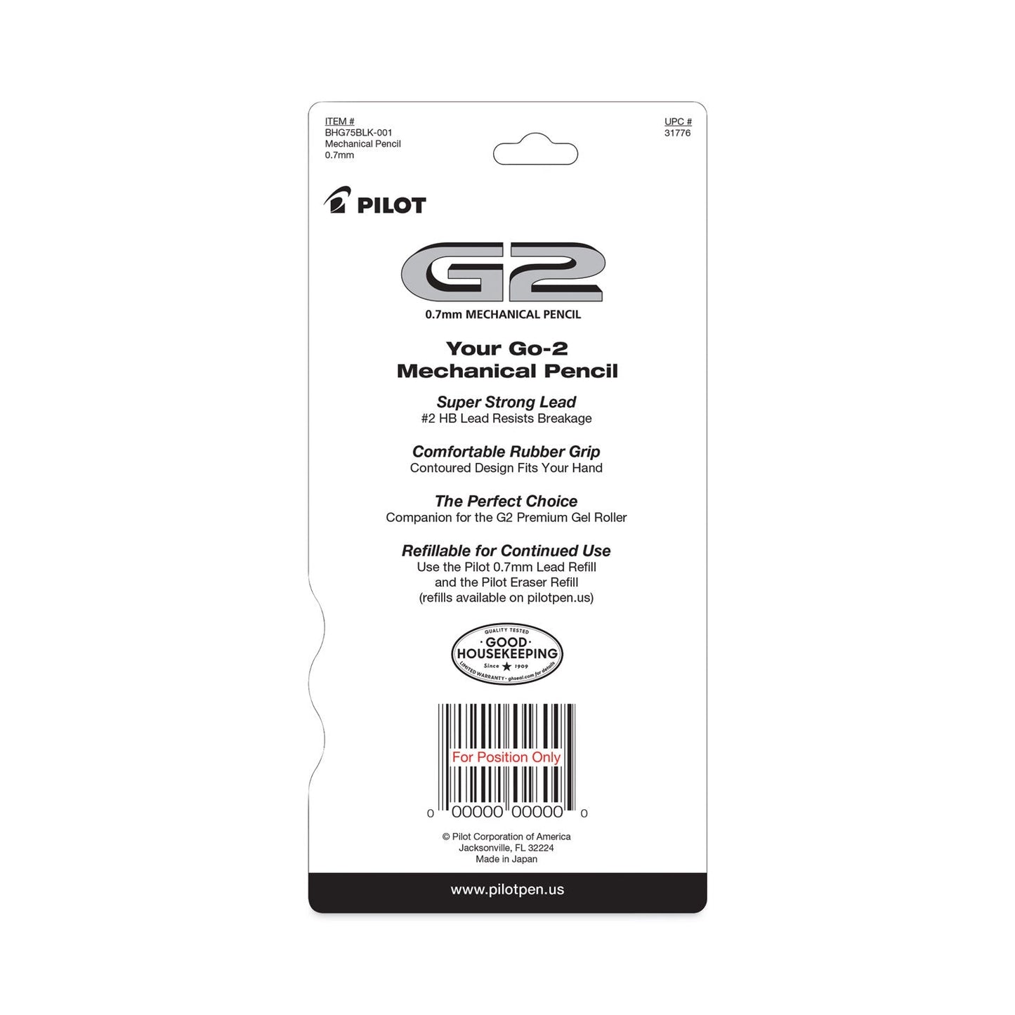 Pilot G2 Mechanical Pencil, 0.7 mm, HB (#2.5), Black Lead, Assorted Barrel Colors, 5/Pack